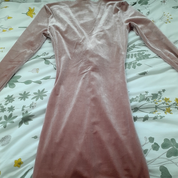 ❤ H&M Pink Velvet Bodycon Wrap Dress XS - Picture 4 of 5
